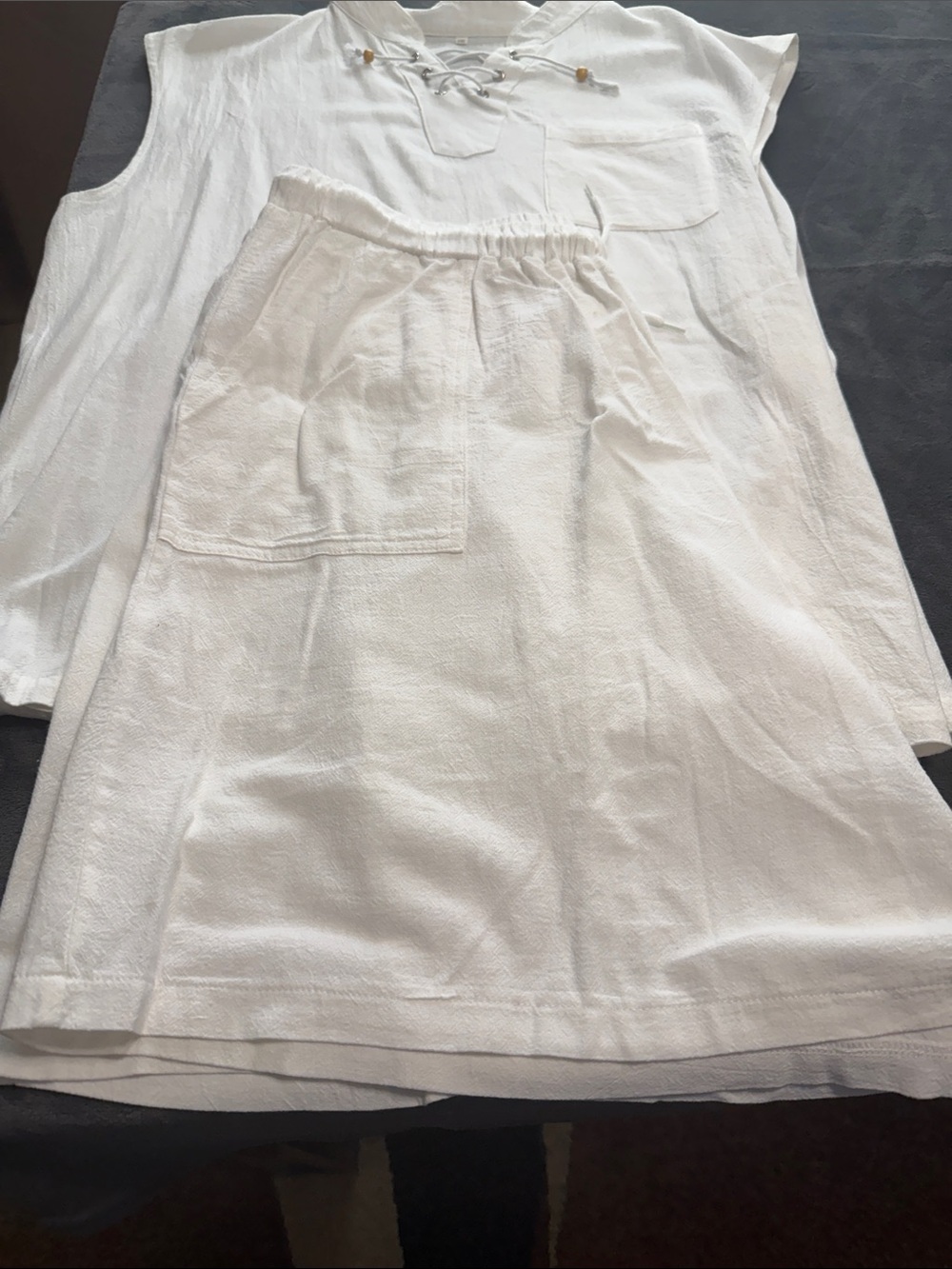 Men’s white linen short set